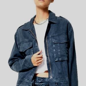 Young Fabulous & Broke Damon Front Pocket Zip Relaxed Fit Jacket in Black Sz M